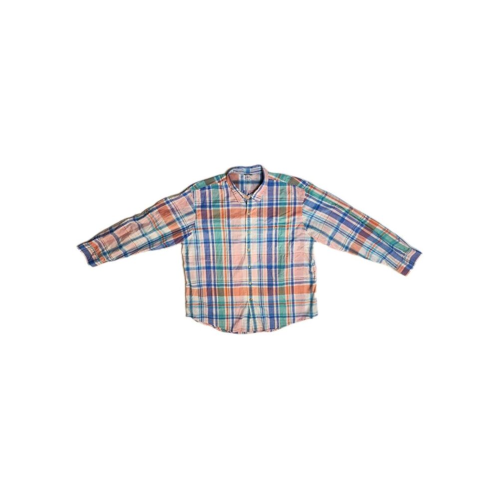 Izod Saltwater Plaid Long Sleeve Shirt Men's Size 2XL Relaxed Fit